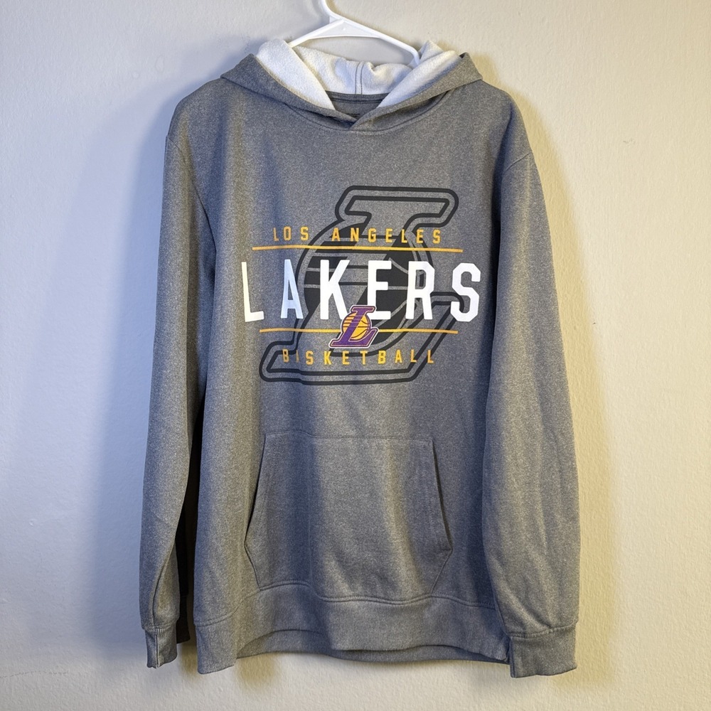 NBA Los Angeles LA Lakers‎ Gray Pullover Lightweight Hoodie Large